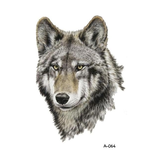 Temporary Animal Head Wolf Design Waterproof Body Sticker Fashion Tattoo For Womens Mens