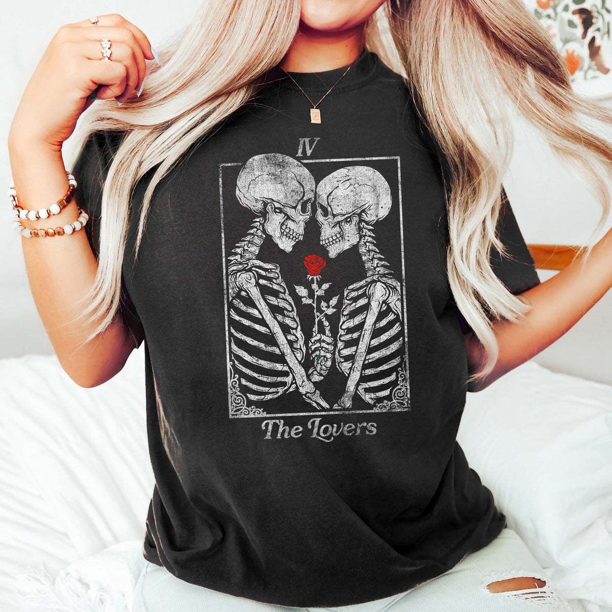 The Lovers Tarot Skeletons Mystical Magic Valentine's Day Edition Comfort Colors Tee