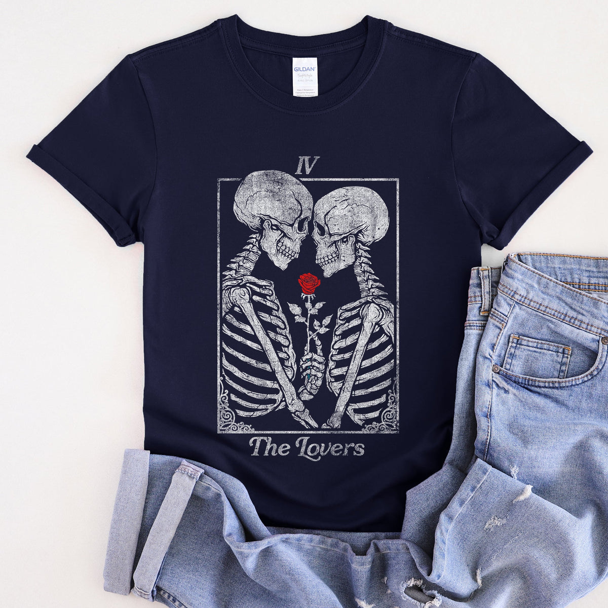 The Lovers Tarot Skeletons Mystical Magic Gothic Romance Edition Collection Graphic Tee