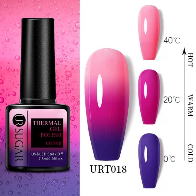 Thermal Shiny Nail Polish Change Color Effect Gel UV Semi Permanent Stylish Three Layer Effect For Womens
