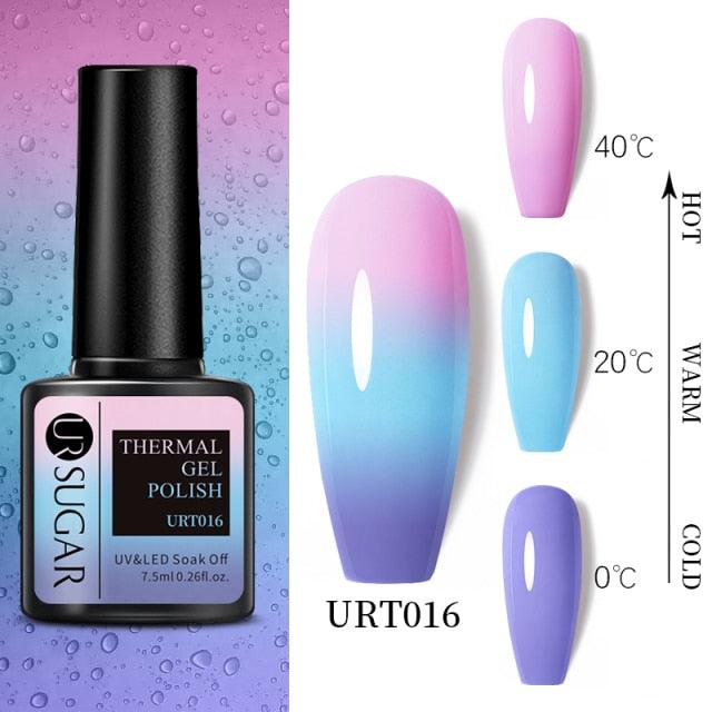 Thermal Shiny Nail Polish Change Color Effect Gel UV Semi Permanent Stylish Three Layer Effect For Womens