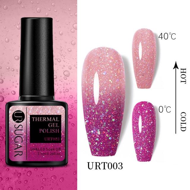 Thermal Shiny Nail Polish Change Color Effect Gel UV Semi Permanent Stylish Three Layer Effect For Womens