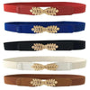Thin Elastic Stretch Women Buckle Skinny Fashion Belts Metal Leaf Buckle Design Belts For Ladies