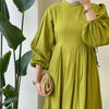 Tie-Waist Bubble Sleeve Abaya | Pleated Maxi Dress Abaya with Back Zip (MA364)