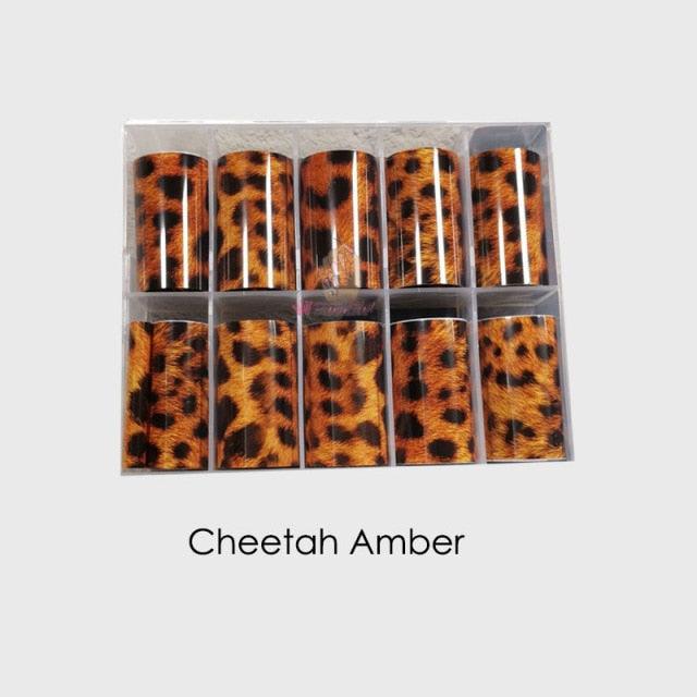 Tortoiseshell Amber Nails Tortoise Shell Nail Art Foil Transfer Decals Wraps Tips Nail Manicure Decorations Leopard Nail Foil Transfer Stickers Leopard Snake Laser Gold Design Nail Foil Decals Art Sticker for Women Manicure Tips