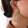 Trapezoid Dangle Earrings with Carved Texture (MAC322)