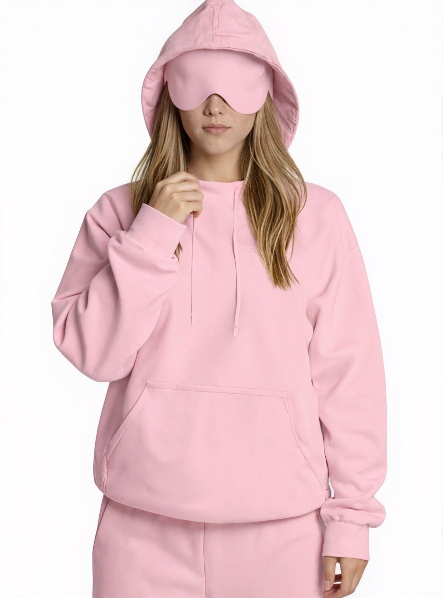 Travel Mode Eye Mask Hoodie | Oversized Pullover with Built-In Sleep Mask(MS209)