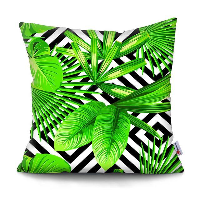 Tropical Plants Palm Leaf Pillow Cover Green Leaves Cushion Covers Flower Decorative Pillow Sofa Decorative Throw Pillow Covers Tropical Green Leaves Floor Pillow Cover for Couch Cushion Cover Plant Monstera Leaf 45x45cm