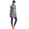 Tropical Print Modest Burkini Swimsuit Set(MB022)