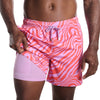 Men’s Premium Compression-Lined Hybrid Shorts – Tropical Swirl - Coral and Orchid