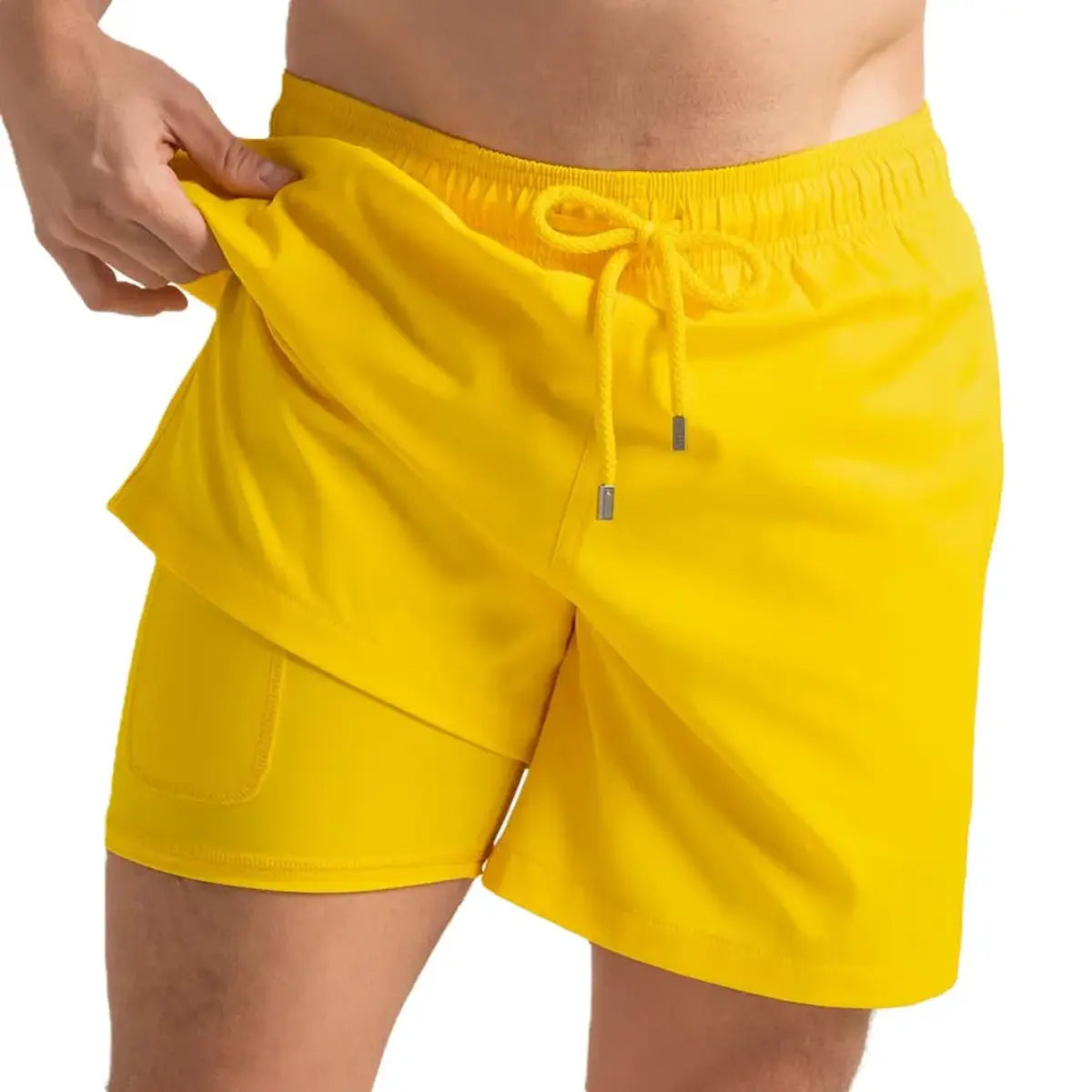 Men’s Premium Compression-Lined Hybrid Shorts – True Yellow