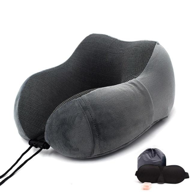 U-Shape Travel Pillow Pure Memory Foam Neck Pillow for Airplane Office Nap Cervical Pillows Flight Sleeping Head Neck Support Memory Cotton Neck Pillow Cervical Vertebra Travel Portable Noon Break Aircraft Neck Pillow For Traveling