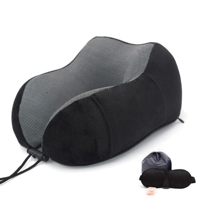 U-Shape Travel Pillow Pure Memory Foam Neck Pillow for Airplane Office Nap Cervical Pillows Flight Sleeping Head Neck Support Memory Cotton Neck Pillow Cervical Vertebra Travel Portable Noon Break Aircraft Neck Pillow For Traveling