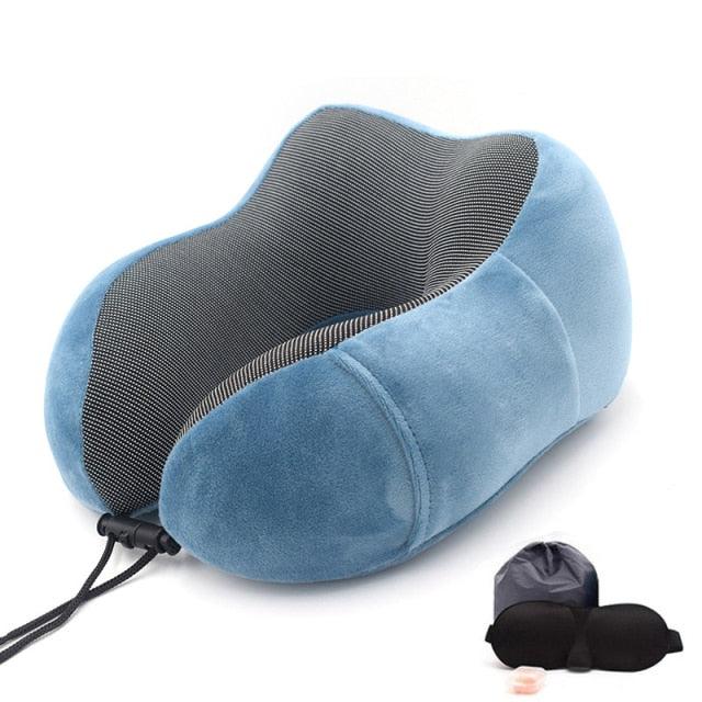 U-Shape Travel Pillow Pure Memory Foam Neck Pillow for Airplane Office Nap Cervical Pillows Flight Sleeping Head Neck Support Memory Cotton Neck Pillow Cervical Vertebra Travel Portable Noon Break Aircraft Neck Pillow For Traveling