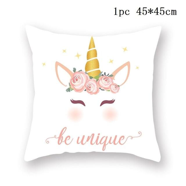 Unicorn Cushion Cover Decor Sofa Cushion Case Bed Pillow Cover Home Party Decoration Unicorn Birthday Decor Pillow Covers Cute Girls Pillow Beautiful Pink Girl Pillow Case