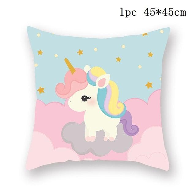 Unicorn Cushion Cover Decor Sofa Cushion Case Bed Pillow Cover Home Party Decoration Unicorn Birthday Decor Pillow Covers Cute Girls Pillow Beautiful Pink Girl Pillow Case