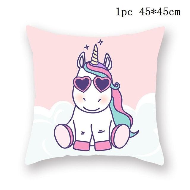 Unicorn Cushion Cover Decor Sofa Cushion Case Bed Pillow Cover Home Party Decoration Unicorn Birthday Decor Pillow Covers Cute Girls Pillow Beautiful Pink Girl Pillow Case
