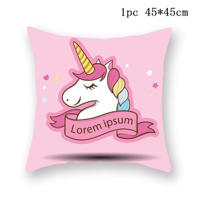 Unicorn Cushion Cover Decor Sofa Cushion Case Bed Pillow Cover Home Party Decoration Unicorn Birthday Decor Pillow Covers Cute Girls Pillow Beautiful Pink Girl Pillow Case