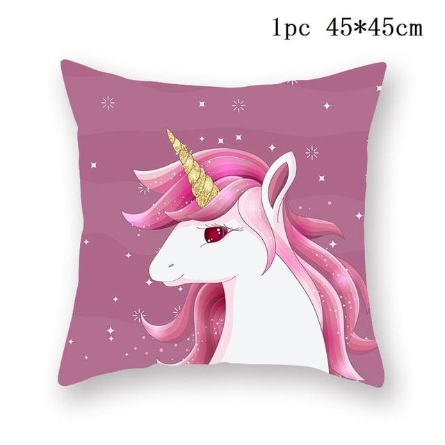 Unicorn Cushion Cover Decor Sofa Cushion Case Bed Pillow Cover Home Party Decoration Unicorn Birthday Decor Pillow Covers Cute Girls Pillow Beautiful Pink Girl Pillow Case