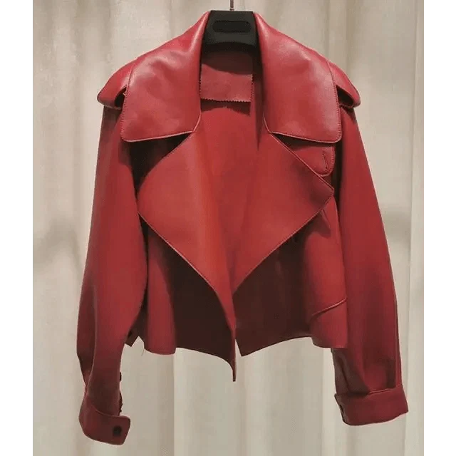 Unique Design Faux Leather Jacket Women Loose Soft Vintage Motorcycle Biker Coat Short Pu Leather Coat Female Punk Autumn Streetwear Outwear
