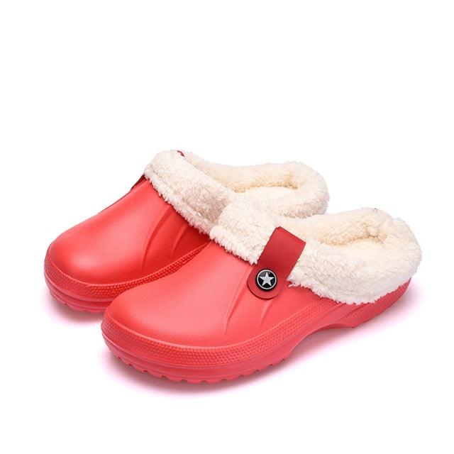 Unisex Home Winter Clogs Indoor Fur Warm Slippers For Women New Fashion Footwear Winter Slippers Home House Shoes Warm Plush Fleece Lining Garden Clogs Outdoor Indoor Clogs