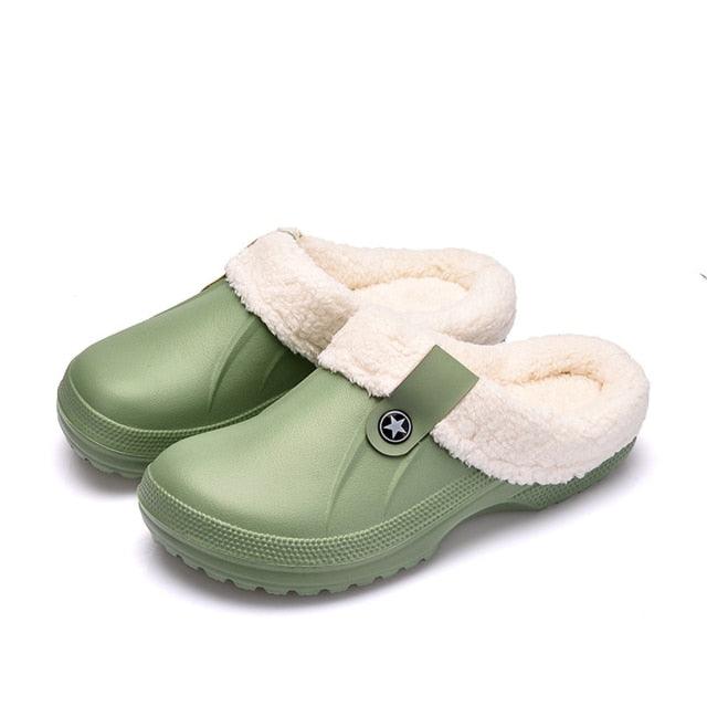 Unisex Home Winter Clogs Indoor Fur Warm Slippers For Women New Fashion Footwear Winter Slippers Home House Shoes Warm Plush Fleece Lining Garden Clogs Outdoor Indoor Clogs