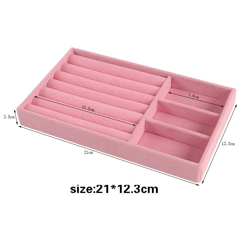 Velvet Jewelry Display Stackable Exquisite Jewelry Holder Portable Ring Earrings Necklace Organizer Box organizer Velvet Drawer Organizer Showcase Jewelry Storage for Bracelet Necklace Earring Ring