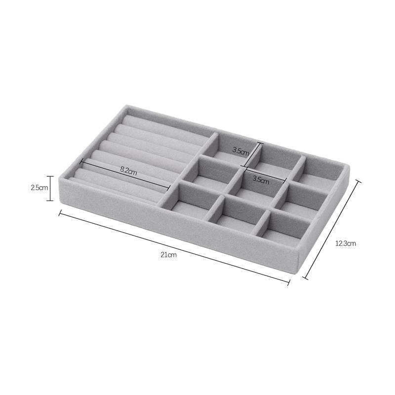 Velvet Jewelry Tray Handicraft Accessories Storage Ring Earring Necklace Finished Product Display Box Grey Beige Organizer Jewelry Storage Organizer Drawer Tray for Necklaces, Rings, Bracelets and Earrings