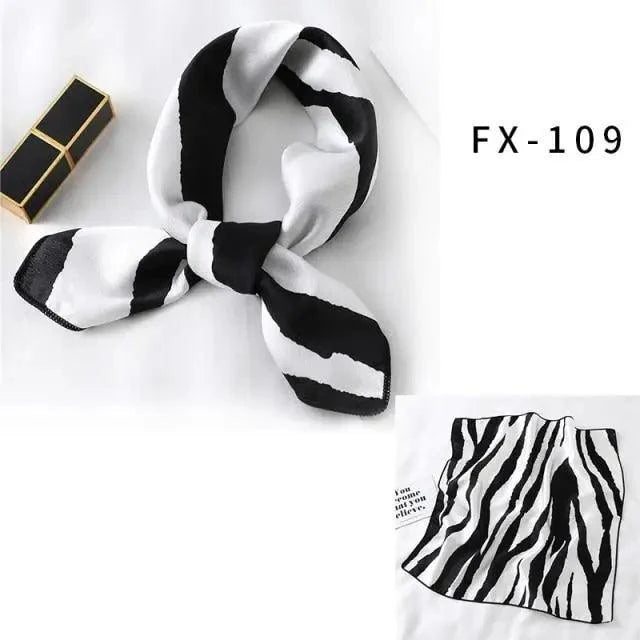 Versatile Square Silk Scarf For Women Fashionable Printed Small Neck Scarfs Office Lady Hair Band Foulard Hand For Female Bandana Shawl