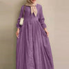 Vintage Button-Front Abaya Dress | Long Sleeve Modest Robe (MA256)