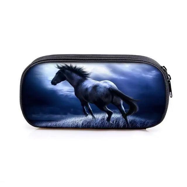 Vintage Cartoon Print Students Pencil Case Classic Theme Makeup Cosmetic Bags Elegant Stationery Pouch