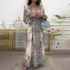 Vintage Floral Maxi Dress | V-Neck Long Sleeve Victorian Style Dress(MA378)