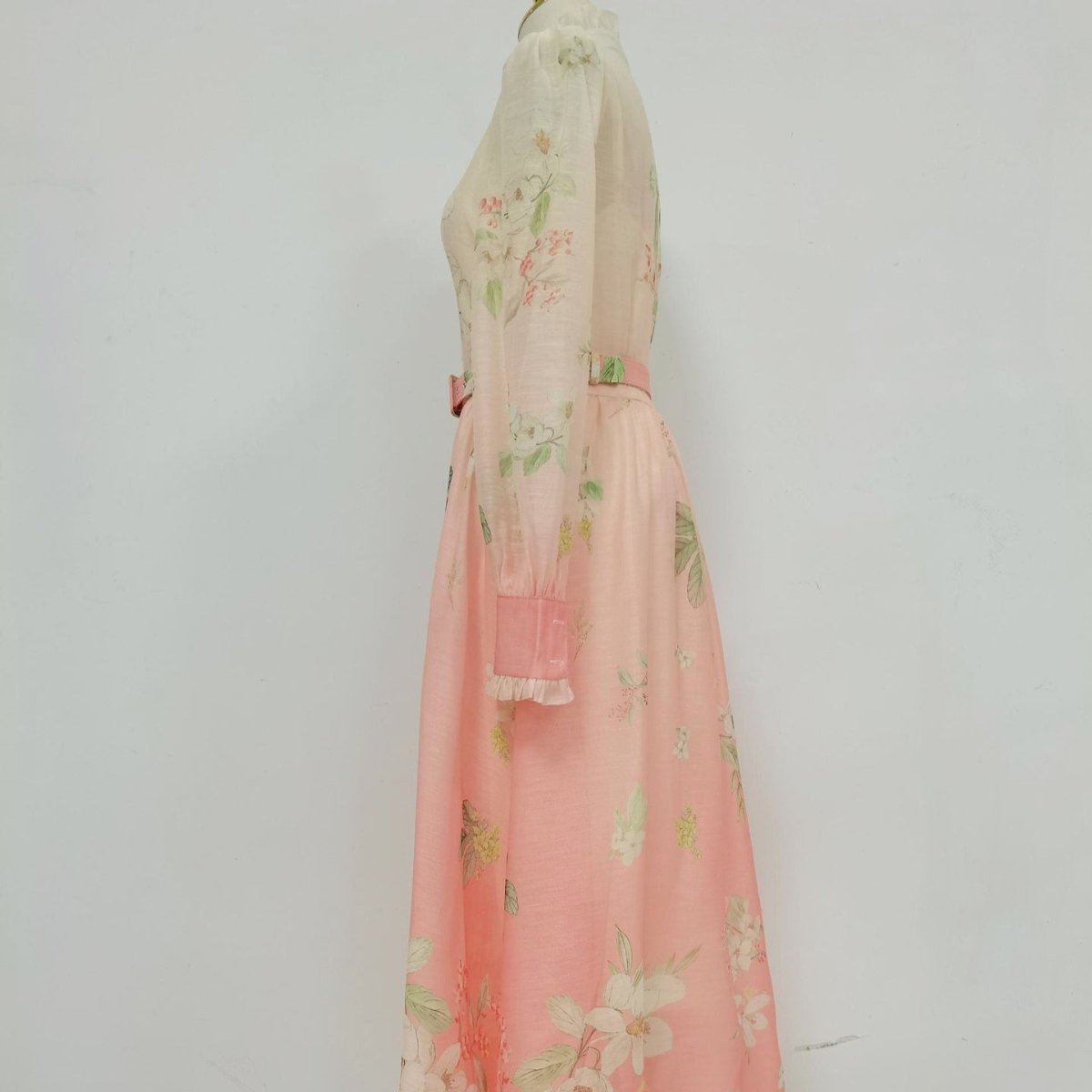 Vintage Floral Print Dress with Ruffle Collar(MS357)