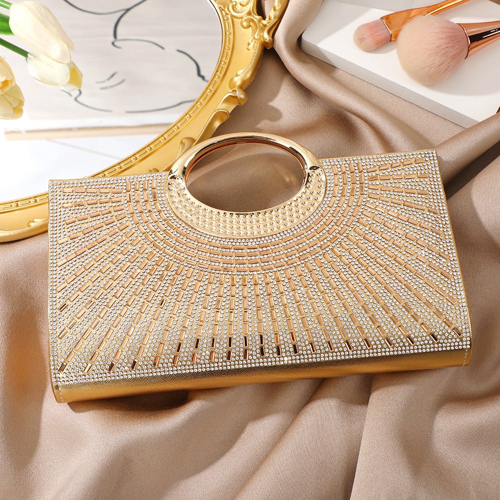 Vintage Large Circular Handle Rhinestone Sparkly Clutch Bag(MAC430)
