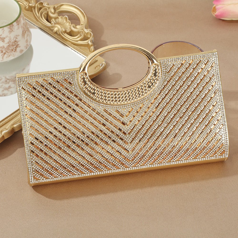 Vintage Large Circular Handle Rhinestone Sparkly Clutch Bag(MAC430)