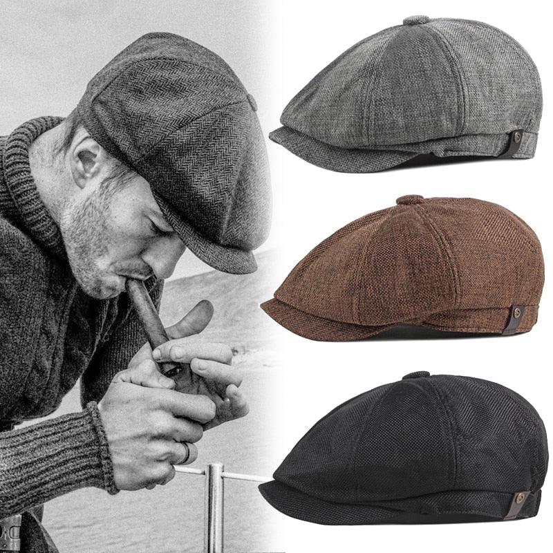 Vintage Men Beret Hats Classic Simple Winter Warm Caps Cotton Comfortable Autumn Beret Flat Hat Quality Durable Retro Men's Hat Unique Berets For Men Retro Cap