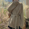 Waffle Knit Robe Cardigan | Belted Oversized Sweater Coat(MS198)