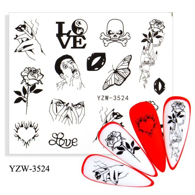 Water Decal Nail Art Decorations Nail Sticker Tattoo Full Cover Beauty Decals Manicure Supplies Accessories  Women Kids Girls Manicure Decoration Nail Art Supplies 3D Self-Adhesive Nail Decals Designer Nail Stickers for Acrylic Nails