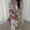 Watercolor Floral Print Abaya Set(MOA257)