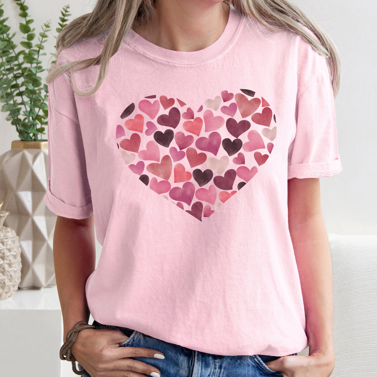 Watercolor Hearts Valentine's Day Edition Premium Soft Feel Print Comfort Colors Tee
