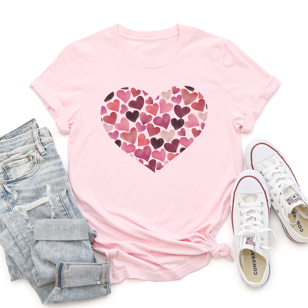 Watercolor Hearts Valentine's Day Edition Ultra Soft Premium Cotton Everyday Graphic Tee