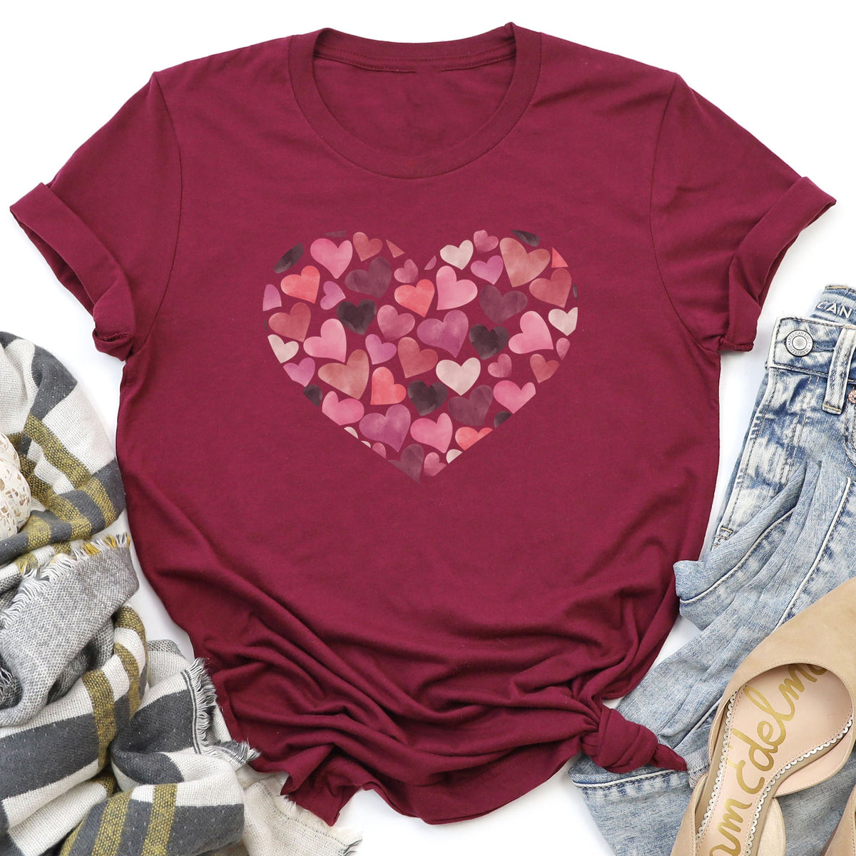Watercolor Hearts Valentine's Day Edition Ultra Soft Premium Cotton Everyday Graphic Tee