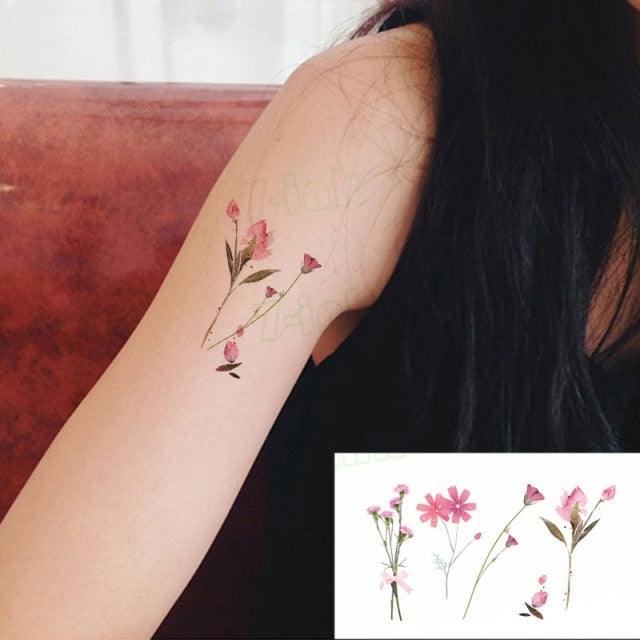 Waterproof Temporary Tattoo Lavender Stickers Butterfly Flower Luxury Small Tattoo For Body Arm