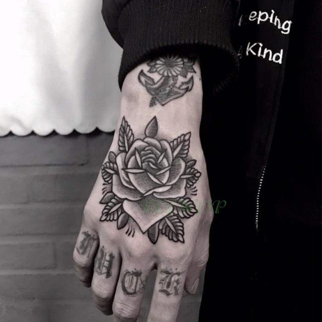 Waterproof Womens Temporary Sticker Tattoo Flower Rose Realistic Sketches For Arm Hand