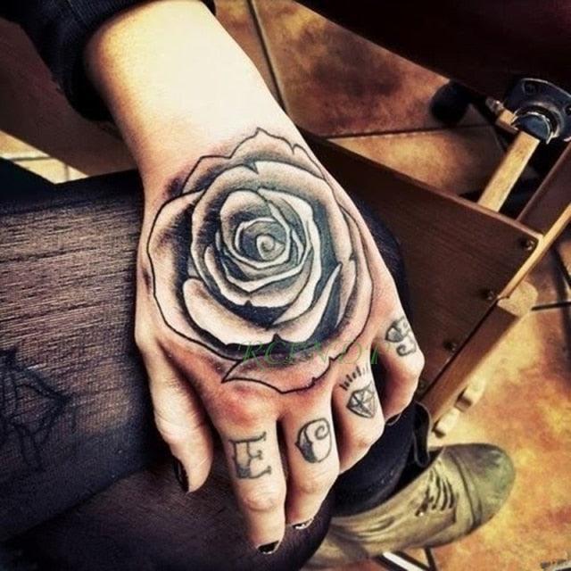 Waterproof Womens Temporary Sticker Tattoo Flower Rose Realistic Sketches For Arm Hand
