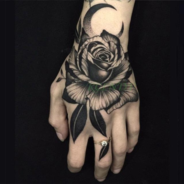 Waterproof Womens Temporary Sticker Tattoo Flower Rose Realistic Sketches For Arm Hand
