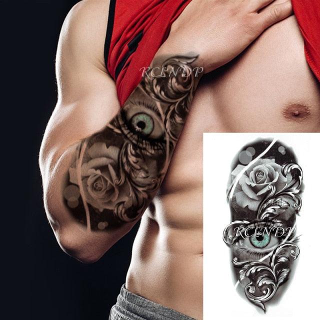 Waterproof Womens Temporary Sticker Tattoo Flower Rose Realistic Sketches For Arm Hand