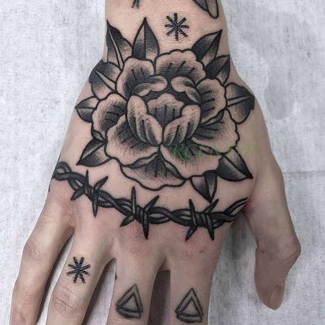 Waterproof Womens Temporary Sticker Tattoo Flower Rose Realistic Sketches For Arm Hand