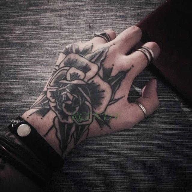 Waterproof Womens Temporary Sticker Tattoo Flower Rose Realistic Sketches For Arm Hand