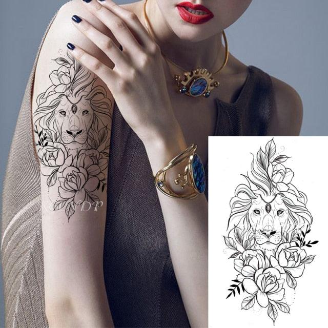 Waterproof Womens Temporary Sticker Tattoo Flower Rose Realistic Sketches For Arm Hand